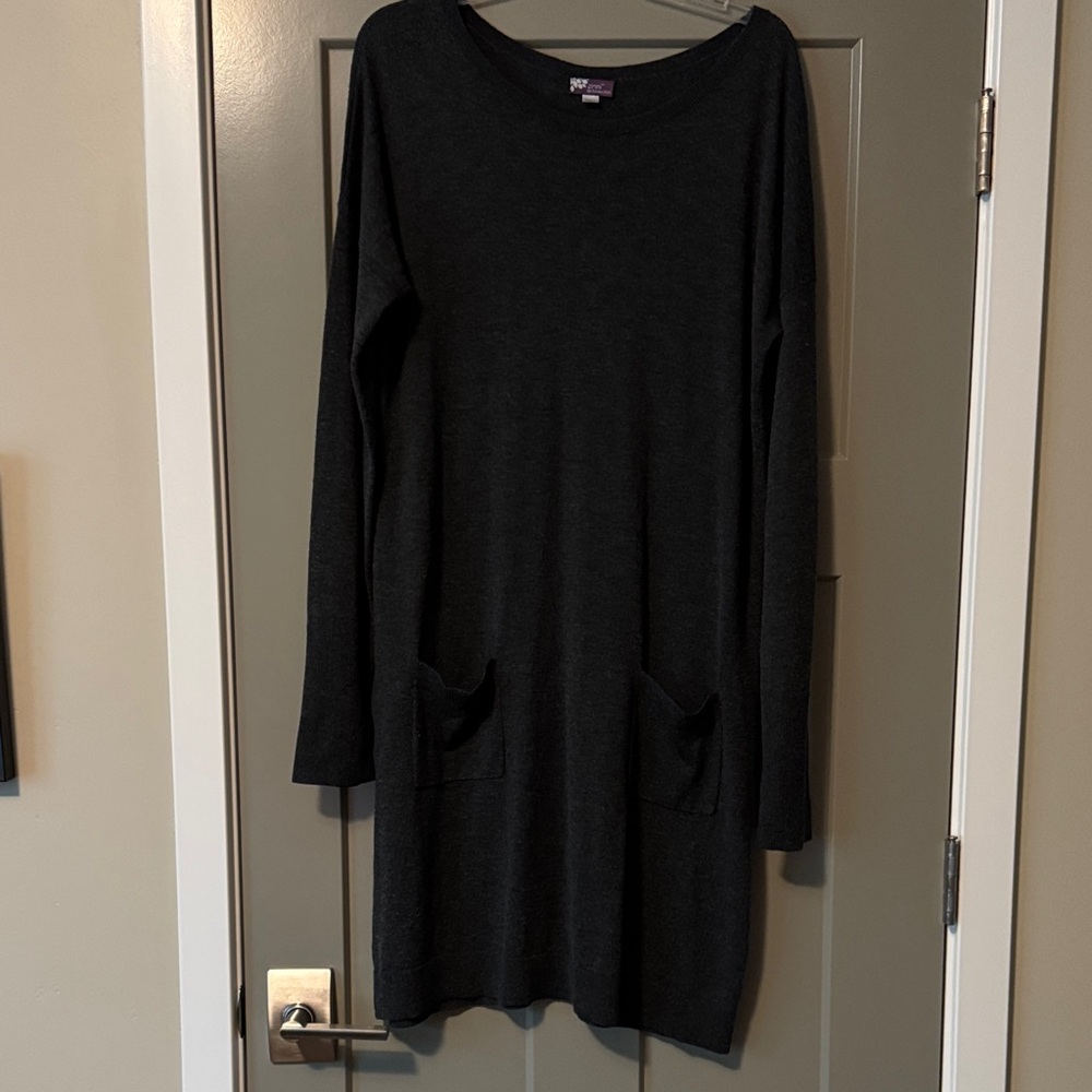 Heater Charcoal Long Sleeve Wool Dress